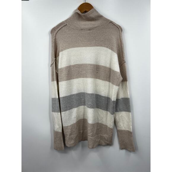 Per Se Sweater Womens Turtleneck‎ Stripe Pullover Tuape White Size XL - Picture 5 of 7